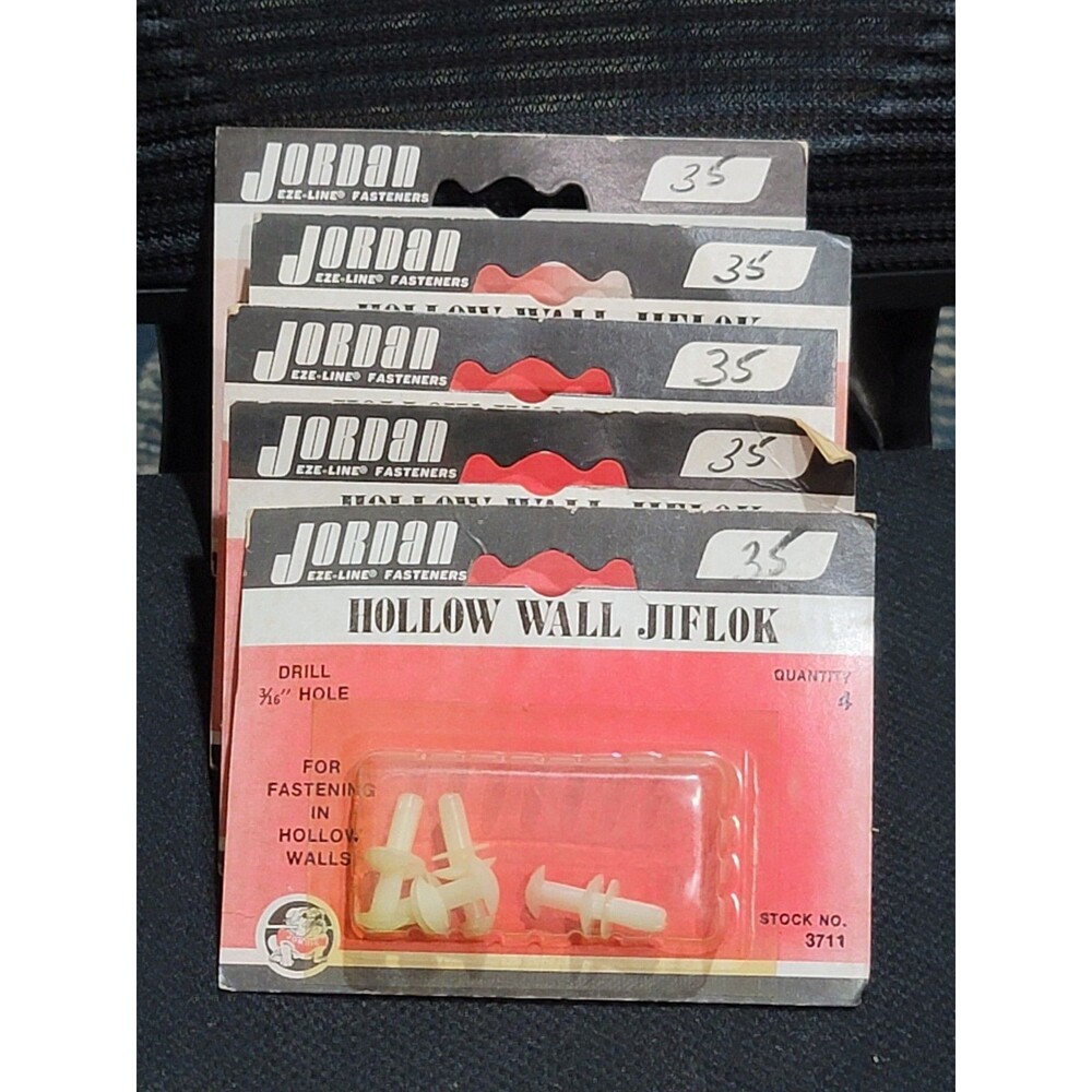 Vintage Lot Of 5 Packs Jordan Ez Line Fasteners Hollow Wall Jiflok